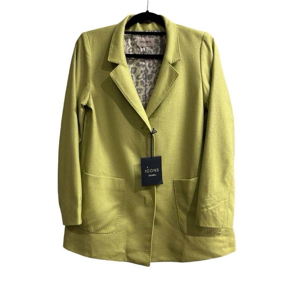 Cinzia Rocca Icons Coat Green Wool Blend Coat US 4 Professional Office Career